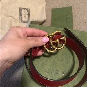 Gucci | Accessories | Authentic Gucci Crimson Belt With Gold 